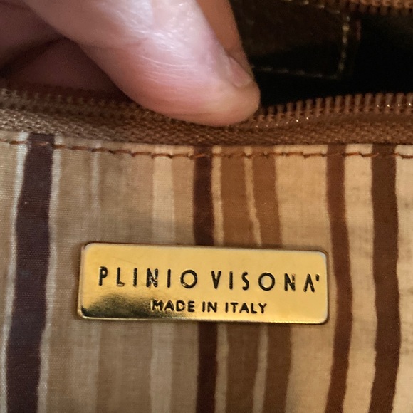 Plinio Visona Brown Leather Shoulder Bag - Picture 3 of 6